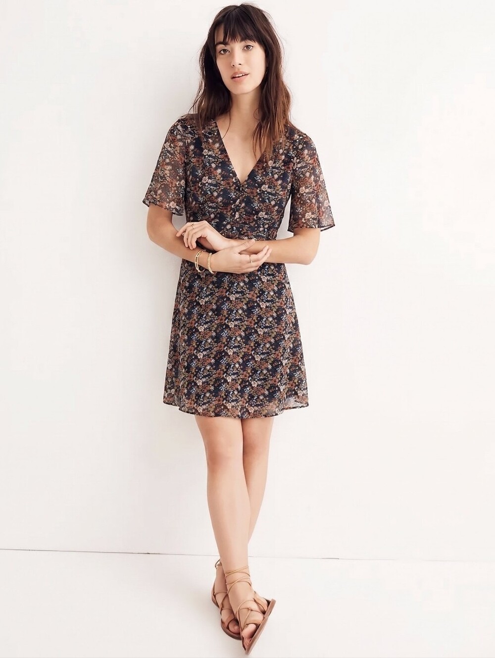 Madewell Orchard Flutter-Sleeve Dress Prairie Blossoms Wedding Guest Size 0 ✨EUC
